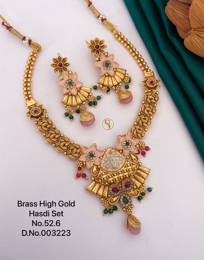 52 BH Matte Brass High Gold Hasadi Set Wholesale Shop In Surat
